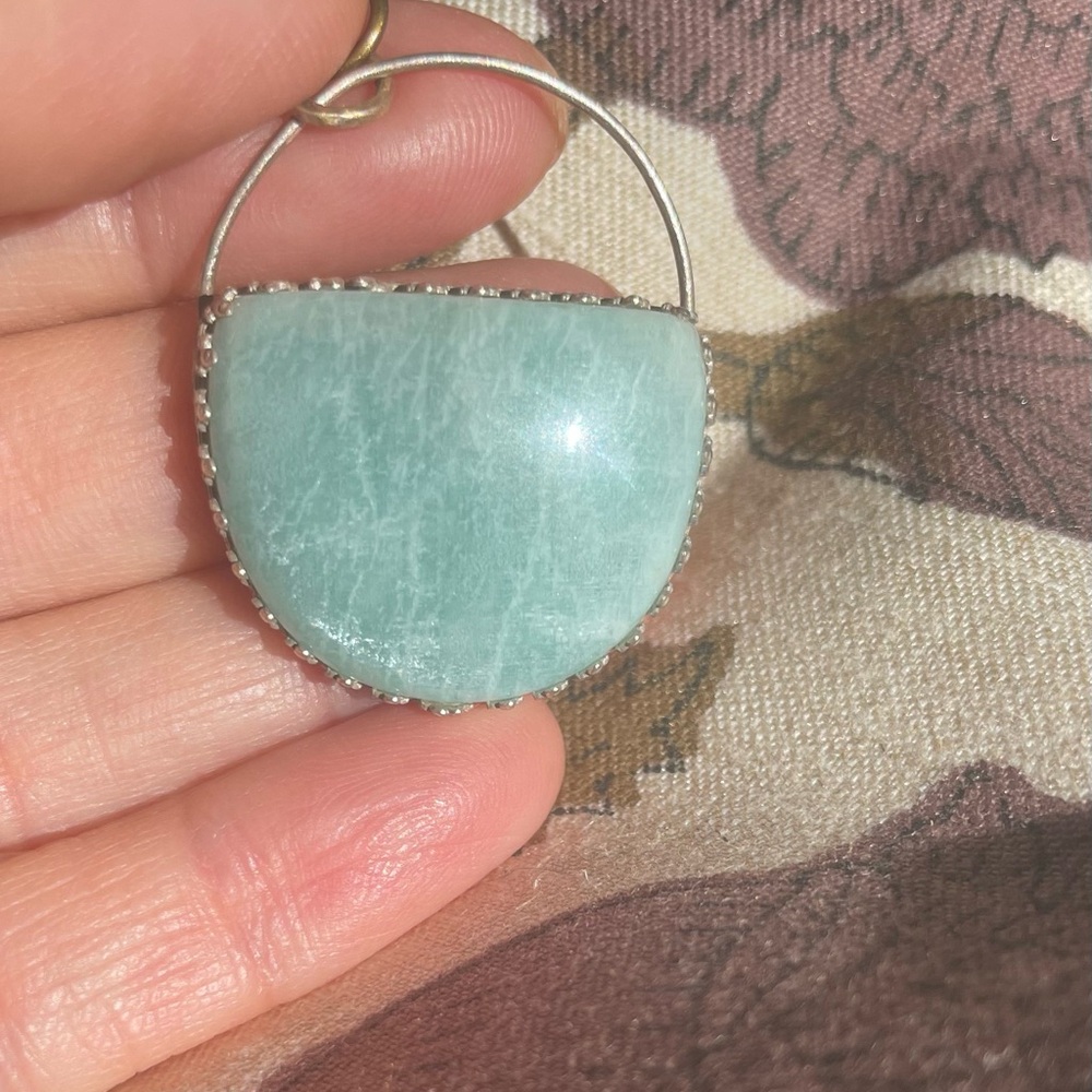 handmade sterling silver and Amazonite pendant